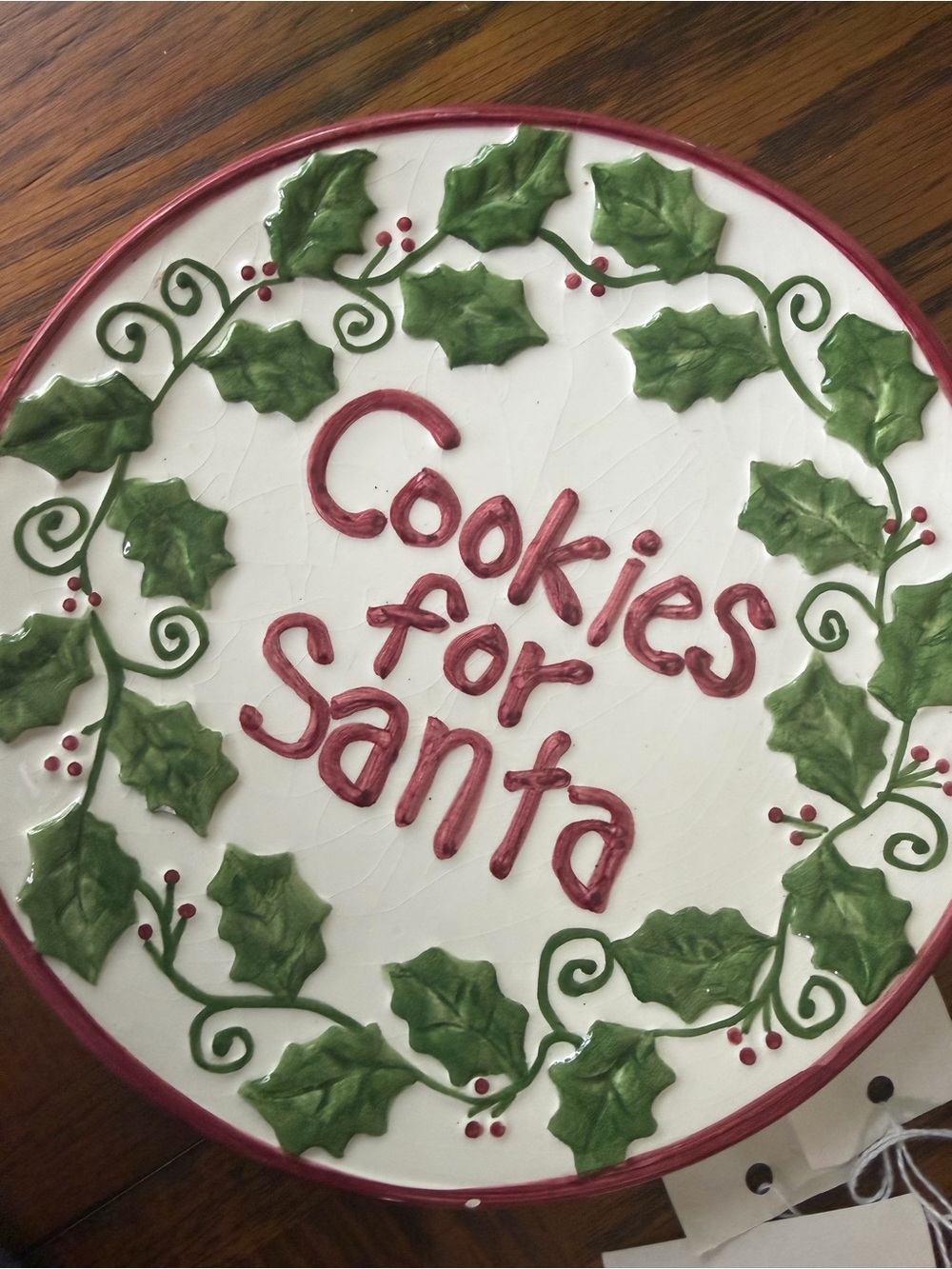 1980 Holiday 'Cookies for Santa' Decorative Plate - Green & Red